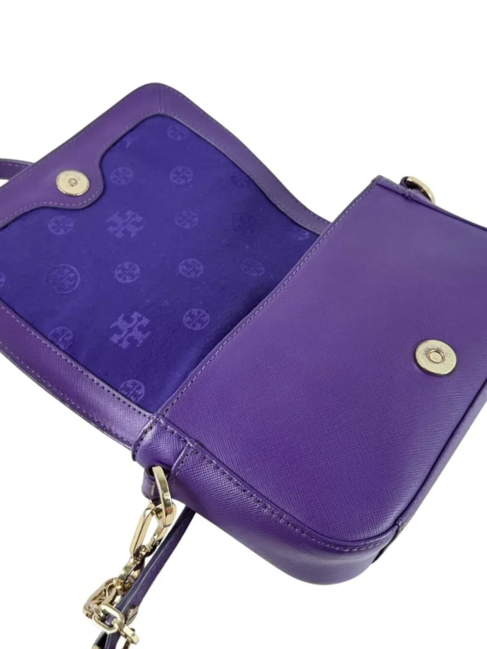 TORY BURCH Robinson Purple Saffiano Leather Crossbody Shoulder Bag